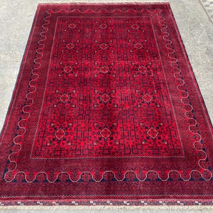 7x10 ft Afghan Bukhara rug, Turkmen Handmade Wool rug, Khal Mamadi Khamyab rugs, Tribal rug, Bedroom Rug- Living room Carpet, 202x289 cm