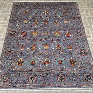 8x10ft Grey Afghan Rug, Hand Knotted Rug, Natural Wool Dyes Rug,  Sultani Area Rug, Living Room Rug, Afghan Carpet, Tribal Rug, Home decor