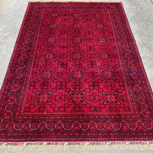 7x10 ft Afghan Bukhara rug, Turkmen Handmade Wool rug, Khal Muhammadi Khamyab rugs, Tribal rug, Bedroom Rug- Living room Carpet, 205x294 cm