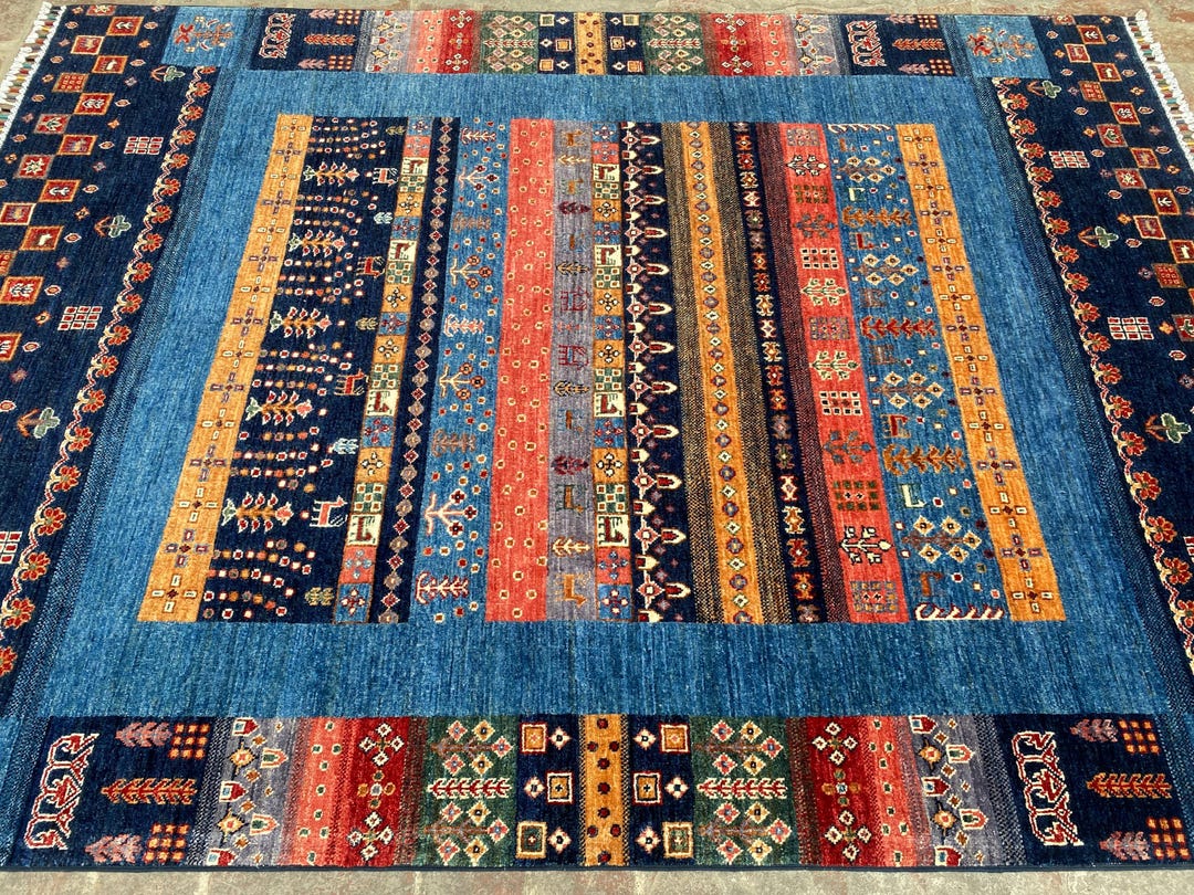 6x8 Navy Blue Afghan Oriental Area Rug - Afghan Hand Knotted Veg Dyes ...