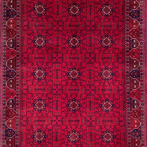 5x7 Red Afghan Bilgic Rug, Turkmen Mowri Rug , Handmade wool Area Rug, Tribal Rug, Red Blue Area Rug, Living room Rug, Bedroom Rug, Area Rug