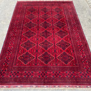 7x10 ft Afghan Bukhara rug, Turkmen Handmade Wool rug, Khal Muhammadi Khamyab rugs, Tribal rug, Bedroom Rug- Living room Carpet, 203x298 cm