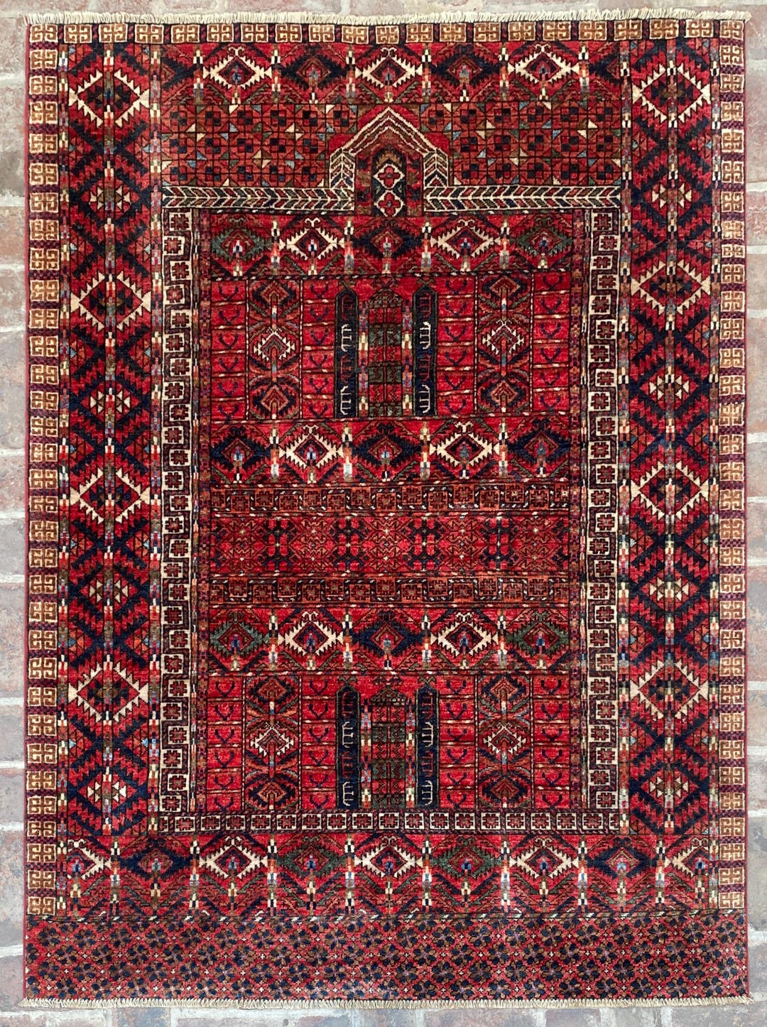 5x7 Ft Red Ersari Tribal Oriental Area Rug - Afghan Hand Knotted Veg ...