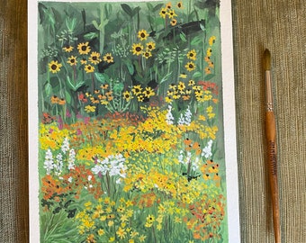 Wildflowers, gouache painting