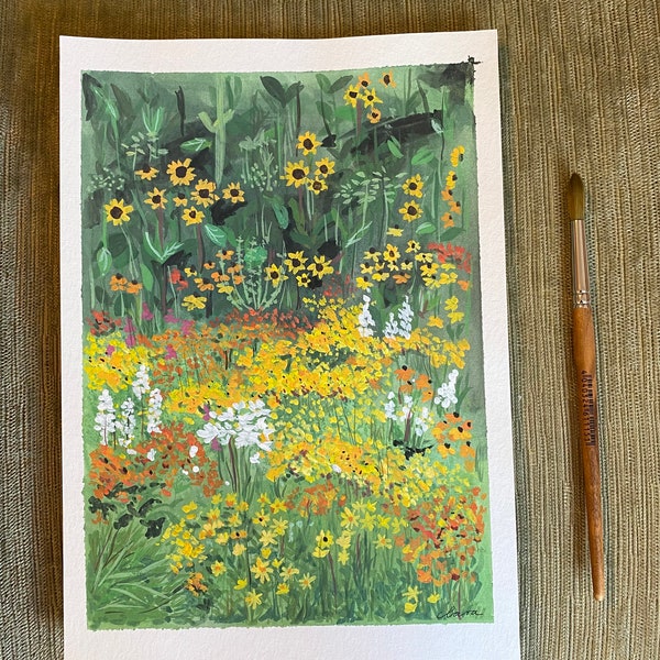 Wildblumen, Gouache Malerei