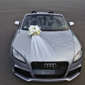 KerryMerry Car Decoration Wedding Bouquet for Bonnet, Wedding Decoration Car Bow with Flowers, Wedding Decoration, Just Married
