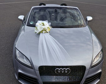 Lot De 4 Nœuds De Voiture De Mariage WhaleO - Décoration Voiture Pour Mariage Et Fêtes, Taille Oversize 38x16 Cm