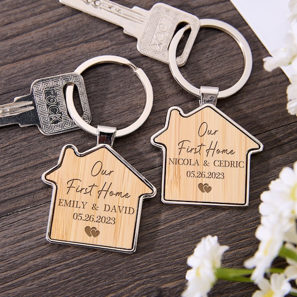 Our First home Keychain set Personalised First Home Keyrings New Home Keyrings House Keyrings Set Moving House Gift Housewarming Gifts #1