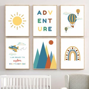 Kids Room Wall Art Prints | Colorful Nursery Deco | Calm Baby Kids Poster set | Gallery wall | Digital Printable Art | Kids Room Posters