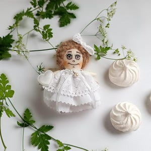 Handmade White Angel Rag Doll: Guardian Angel Gift, Nursery Decor