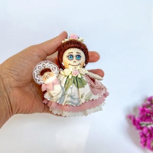 Small handmade doll with a baby, Personalized rag doll, Mother and baby doll, Miniature dolls, Custom doll, New mom gift, Mother&#39;s Day gift