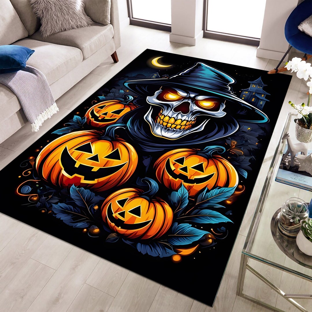Halloween Themed Rug, Spooky Carpet, Pumpkin Rug, Horror Rug, Witch Rug ...