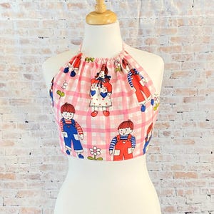 Womens OOAK Retro Ragdoll Halter Top Size Small
