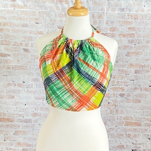 Womens OOAK Retro Neckholder Top Size Medium Reversible