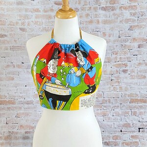 Womens OOAK 1970s Retro Halter Top Size Small