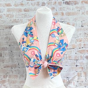 Womens OOAK Pink Animal Rainbow Halter Top Size Small XS