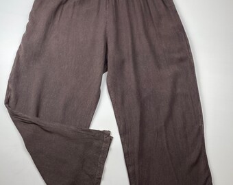 Pantalon jupes-culottes vintage marron femme 7/8 rayonne coton RAYA SUN taille L
