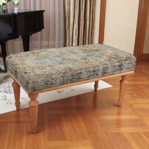 Foldable stool, step stools for bed, used furniture, storage side table, seat pouf, under desk footstool, blue ottoman, small wooden bench