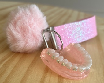 denture teeth dentist badge reel keychain