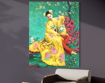 Oil painting, large oil painting, Chinese woman on canvas, Hand made, Gift art, Oil painting japan, Wall art canvas, Original oil painting