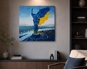 Paisaje de Kyiv, pintura al óleo sobre lienzo, pintura ucraniana original, regalo de Ucrania