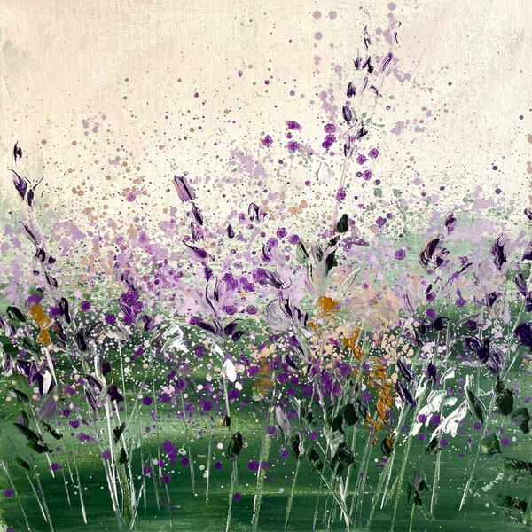 Wildflower Landscape Painting Meadow Original Art Countryside Wildflowers Wall Art Flower Landscape Painting by Flower Original Art Modern