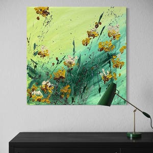 Wildflower Landscape Painting Meadow Original Art Countryside Wildflowers Wall Art Flower Landscape Painting by Flower Original Art Modern