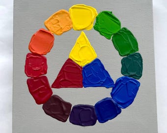 Handmade Color Wheel Painting: Acrylic Spectrum Art, 6x6 Canvas