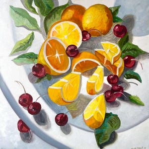 Food Wall Decor,Orange Oil Painting,Original Oil Art,Citrus Fruit Artwork,Kitchen Wall Decor Orange Slice,Orange Art Original,Food Art