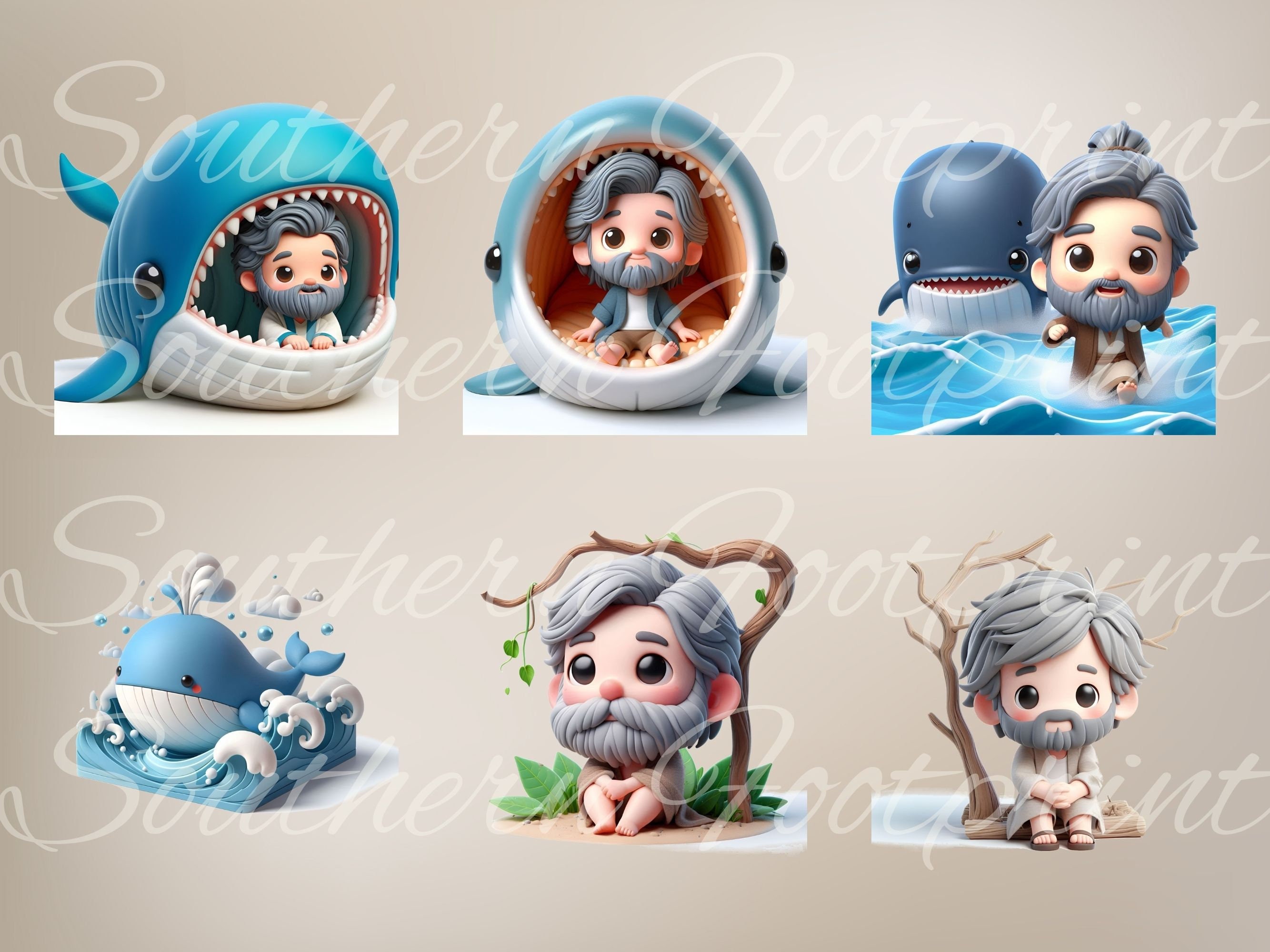 Jonah and the Whale Children's Clipart Bundle, Digital Download, Bible ...