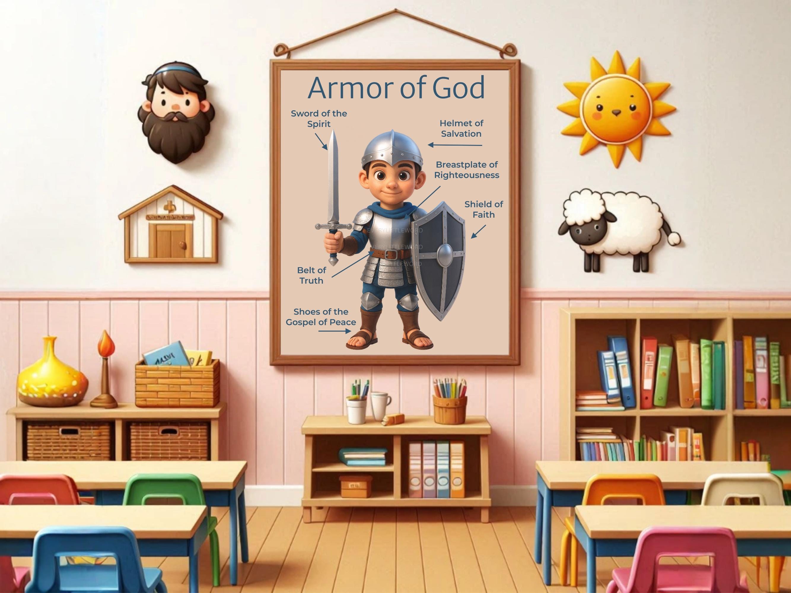 Armor of God Kids Wall Art | Christian Nursery Decor, Bible Story Print ...