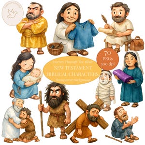 New Testament Clipart Bundle, Watercolor Bible Clipart, Biblical People Clipart, Religious Clipart, Biblical Characters, Biblical Stories