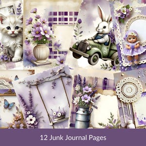 Lavender Junk Journal Pages, Vintage Lavender Junk Journal Kit, Junk Journal Printable Paper, Purple Scrapbooking Pages, Lavender Flowers