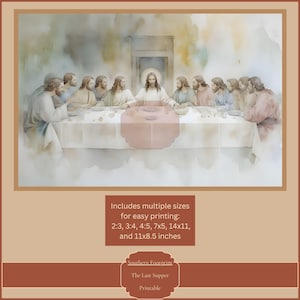 The Last Supper Painting | Christian Prints | Jesus Wall Art  | Modern Christian Art | Jesus Minimalist Modern Artwork | Jesus Painting