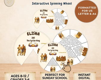 Elisha and the Syrian King Wheel Craft for Kids, Elisha Blinded Army, zondagsschoolactiviteit, bijbelles ambacht, digitale download