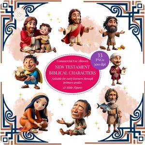 Paquete de imágenes prediseñadas de personajes bíblicos, historias bíblicas, imágenes prediseñadas de personas bíblicas, imágenes prediseñadas religiosas, imágenes prediseñadas del Nuevo Testamento, historias bíblicas