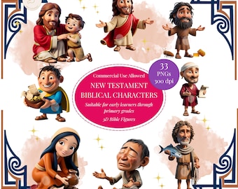 Biblical Characters Clipart Bundle, Bible Stories, Biblical People Clipart, Religious Clipart, New Testament Clipart, Biblical Stories