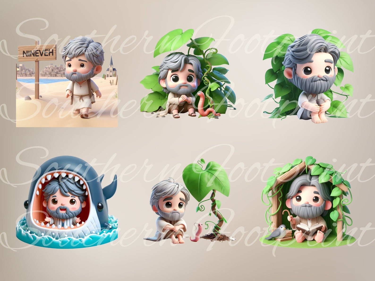 Jonah and the Whale Children's Clipart Bundle, Digital Download, Bible ...