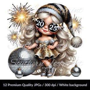 Nieuwjaar clipartbundel, nieuwjaar kabouters clipart, 12 kabouters JPG, 2025 kabouter clipart, gelukkig nieuwjaar 2025, schattig nieuwjaar clipart