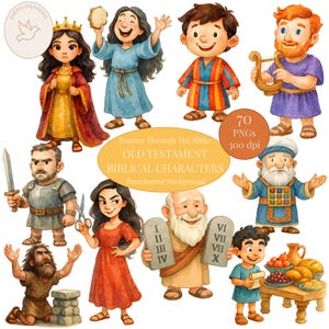 Old Testament Biblical Characters Clipart, Bible Story PNG, Christian Clipart for Kids, Sunday School Printables, Bible Teaching Resources
