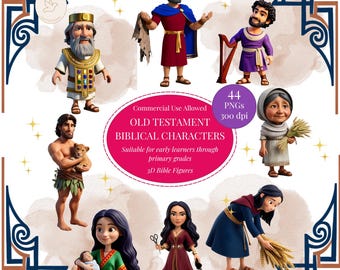 Biblical Characters Clipart Bundle, Bible Stories, Biblical People Clipart, Religious Clipart, Old Testament Clipart, 44 PNGs