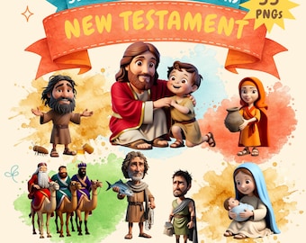 Biblical Characters Clipart Bundle, Bible Stories, Biblical People Clipart, Religious Clipart, New Testament Clipart, Biblical Stories