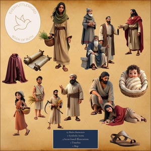 Libro di Rut stampabile / Guida allo studio della Bibbia e risorsa di apprendimento / Clipart dell'Antico Testamento / Guida allo studio cristiano / Regalo digitale cristiano