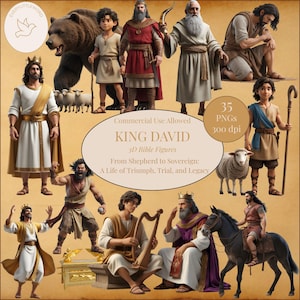 KING DAVID Bible Clipart Bundle – Old Testament Characters | Bible Story for Kids, Sunday School, Christian Printables, Bible Lessons