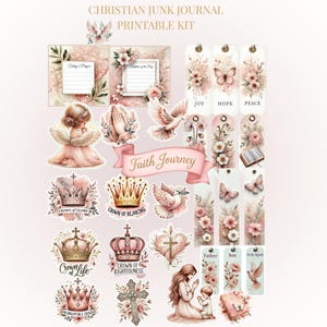 Christian Junk Journal Kit Printable - Vintage Pages, Scripture, Ephemera for Scrapbooking & Journaling - Shabby Chic - Gift for her