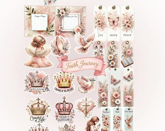 Christian Junk Journal Kit Printable - Vintage Pages, Scripture, Ephemera for Scrapbooking & Journaling - Shabby Chic - Gift for her
