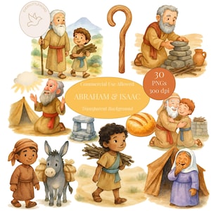 Journey Through the Bible: Abraham & Isaac, Bible Character Clipart, Old Testament Clipart Bundle, Childrens Bible Printables, Sunday School