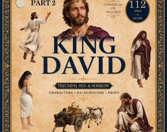 King David Clipart Bundle – Part 2 - Old Testament Characters | Bible Study Resource, Bible Journaling & Lesson Printables, Sunday School