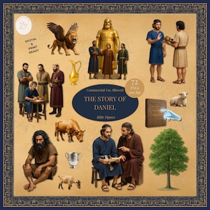 Daniel Clipart – Bible Story Clip Art, Old Testament Characters, Biblical People, Lion's Den, for Bible Journaling & Bible Study Resources