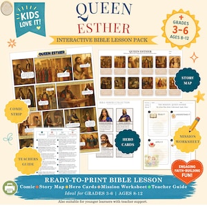 Lição Bíblica sobre a Rainha Ester | Atividade para Escola Dominical Infantil, História em Quadrinhos Bíblica, Mapa da História e Guia do Professor, Atividades Bíblicas para Crianças